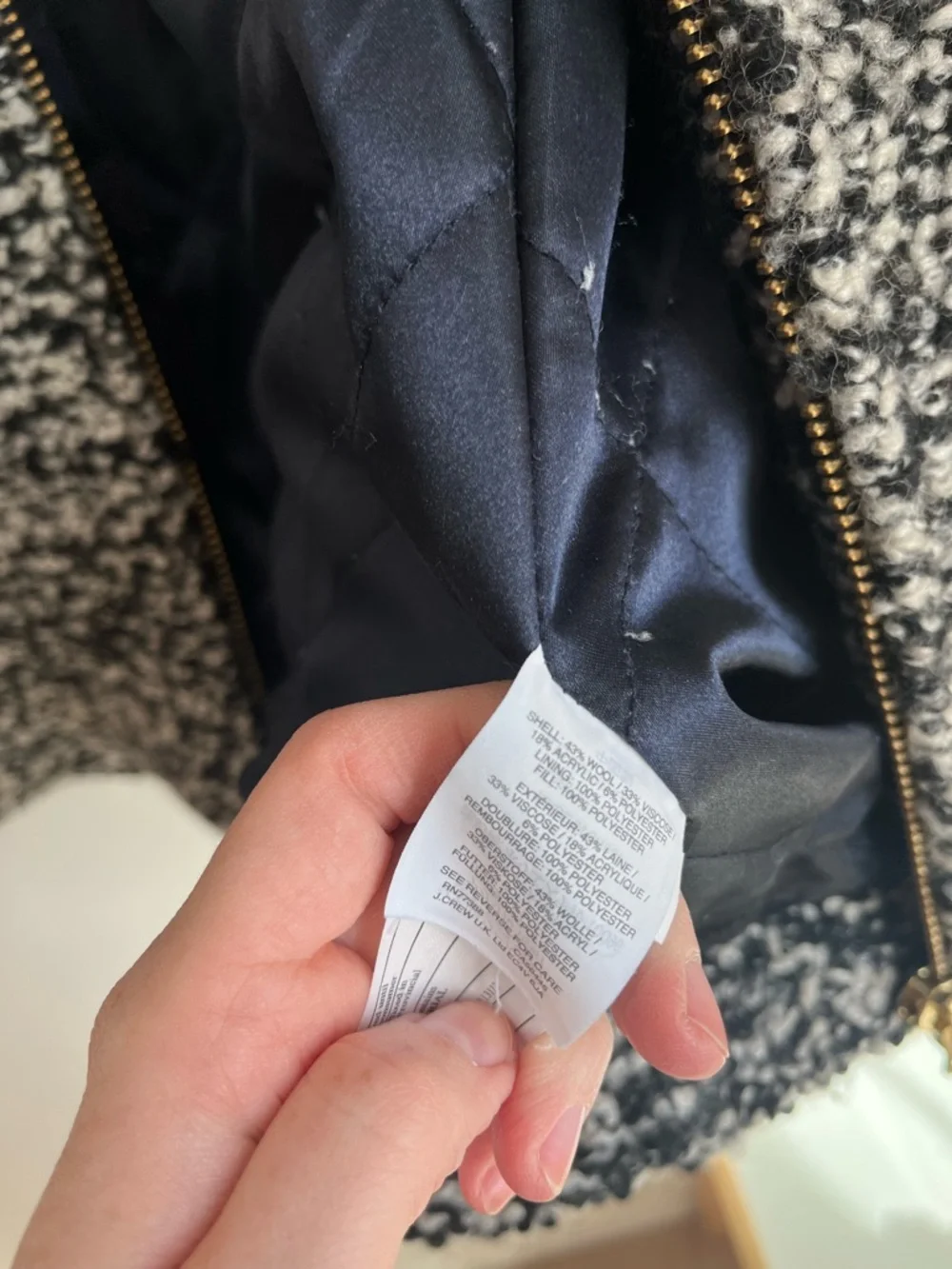J.Crew Speckled Bouclé Italian Wool Coat in Ivory & Black - Picture 6 of 7